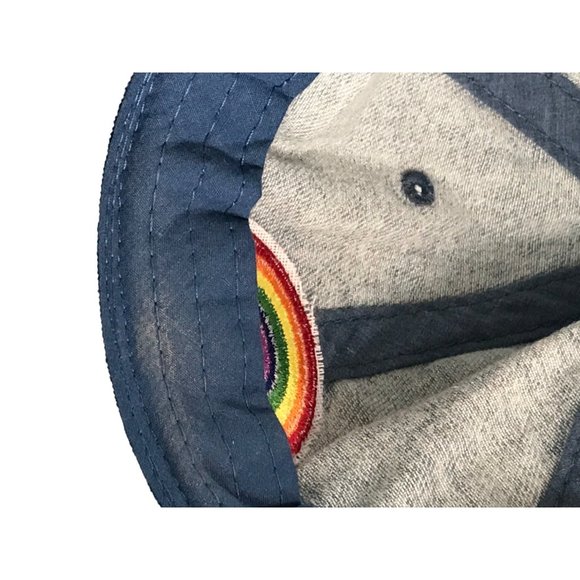 Stonewashed Denim Rainbow Pride Distressed Strapback  Cap Hat Lid Trucker - Picture 7 of 9